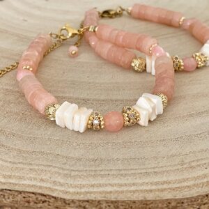 Bracelet CELENA Jade rose - Bravoure, clarté d'esprit, stress