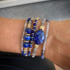 Multitours SALIMA Lapis, Sodalite, Labradotite - Protection, communication, intuition, paix intérieure