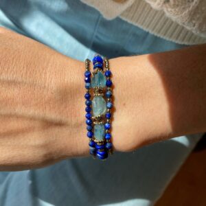Bracelet 3 tours ENNEADE - Lapis-lazuli / Fluorite - Intuition, communication, sérénité, lâcher-prise
