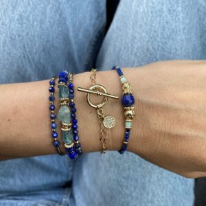Bracelet 3 tours ENNEADE - Lapis-lazuli / Fluorite - Intuition, communication, sérénité, lâcher-prise