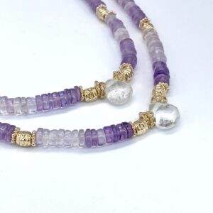 Collier OYA - Améthyste/Cristal de roche - Sérénité, élévation spirutuelle, booste énergétique