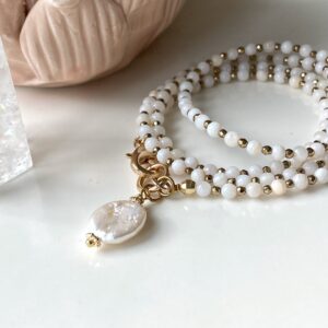 Sautoir FREYA Nacre – Stress, contrôle de soi, clairvoyance, intuition