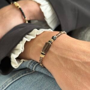 Bracelet ENARA- Quart fumé/ Spinelle noire - Recentrage, ancrage, protection, peurs, angoisses